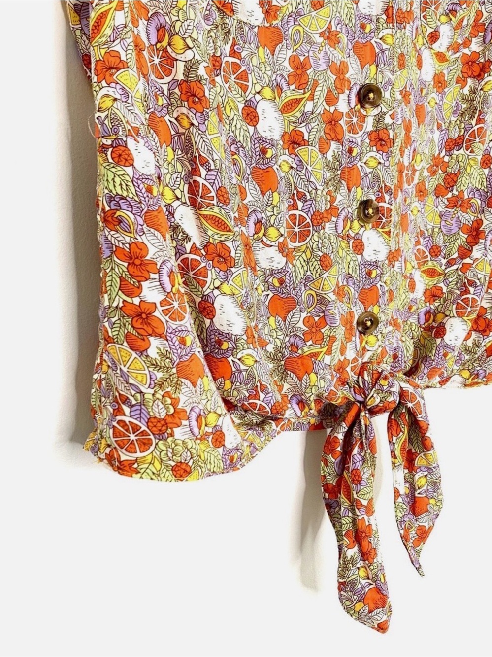 Anthropologie Maeve Women’s Size US 6 Button Down Shirt Citrus Floral - Picture 7 of 7